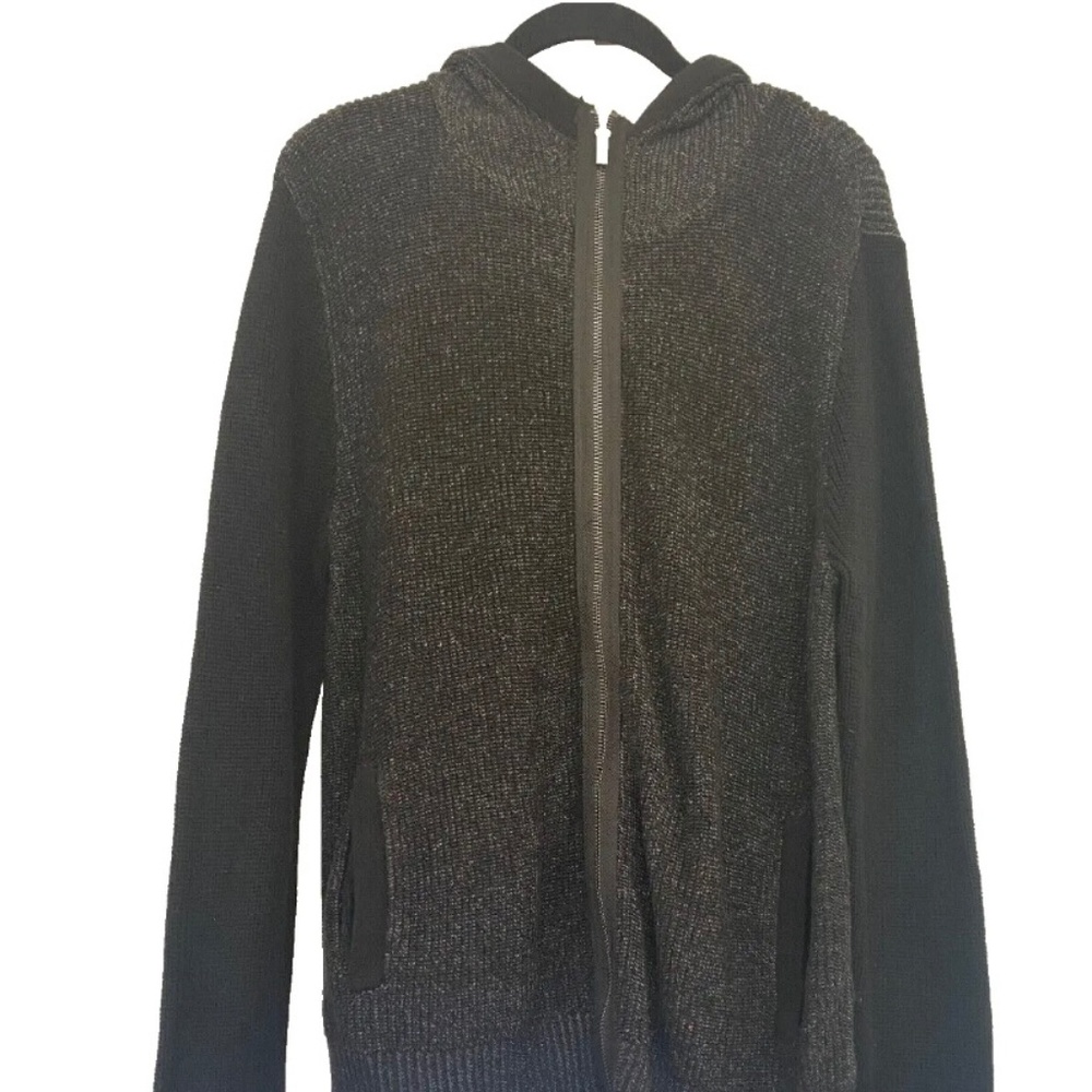 Men's Guess Full Zip Black Sweater with Hood with Pockets XL